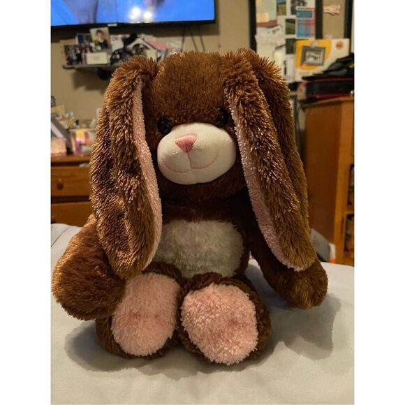 Build A Bear Toy's Dark Brown Pink ears Retured Bunny Plush Stuffed 18" - Picture 4 of 14